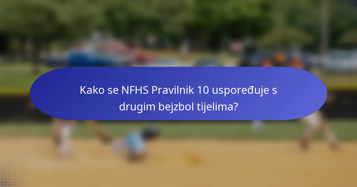 Kako se NFHS Pravilnik 10 uspoređuje s drugim bejzbol tijelima?
